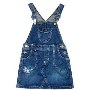 OshKosh B'Gosh Denim Jumper Dress w/ Floral Embroidery Size 6